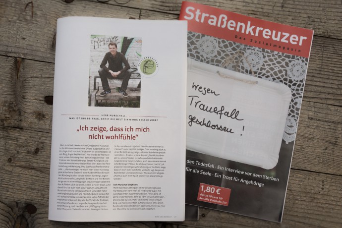 Interview im Strassenkreuzer im Mai 2015 (klick macht groß)